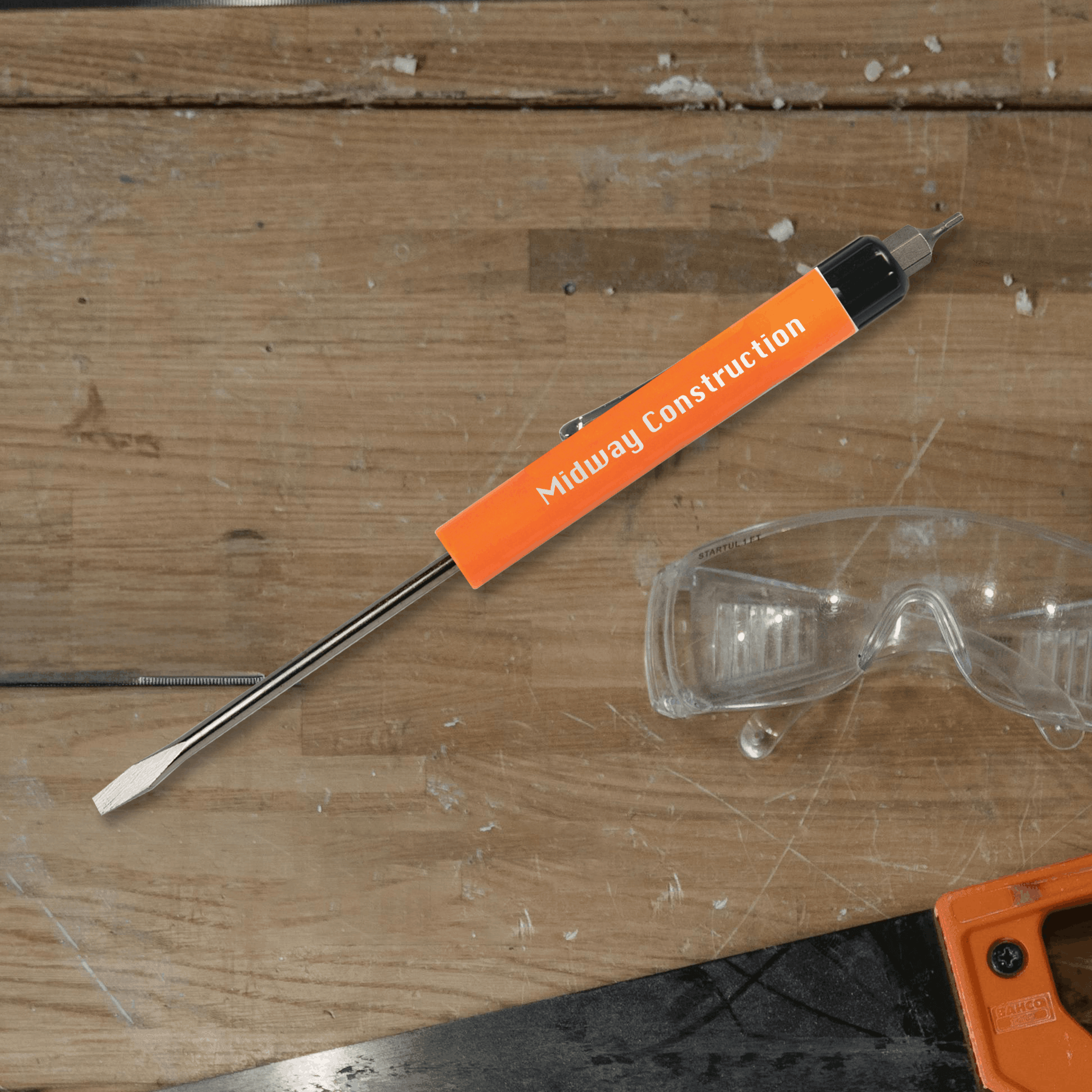 Pocket Screwdriver 1/8" Flat Tip Blade + Hex Bit Top